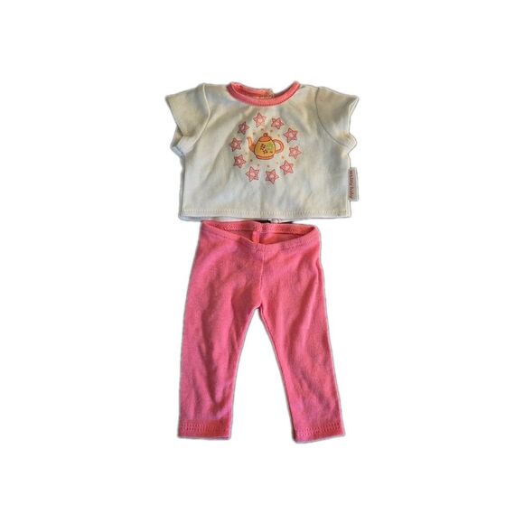 AMERICAN GIRL Bitty Baby Twin FLOWER PRINT Tee Shirt & Pink Pants Doll Clothes - Picture 1 of 7